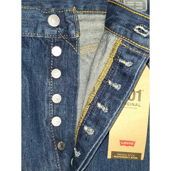 NWT Levi's 501 Men's Original-Fit Dark Stonewash Denim Jeans Size 42X30 1433 - Picture 6 of 12